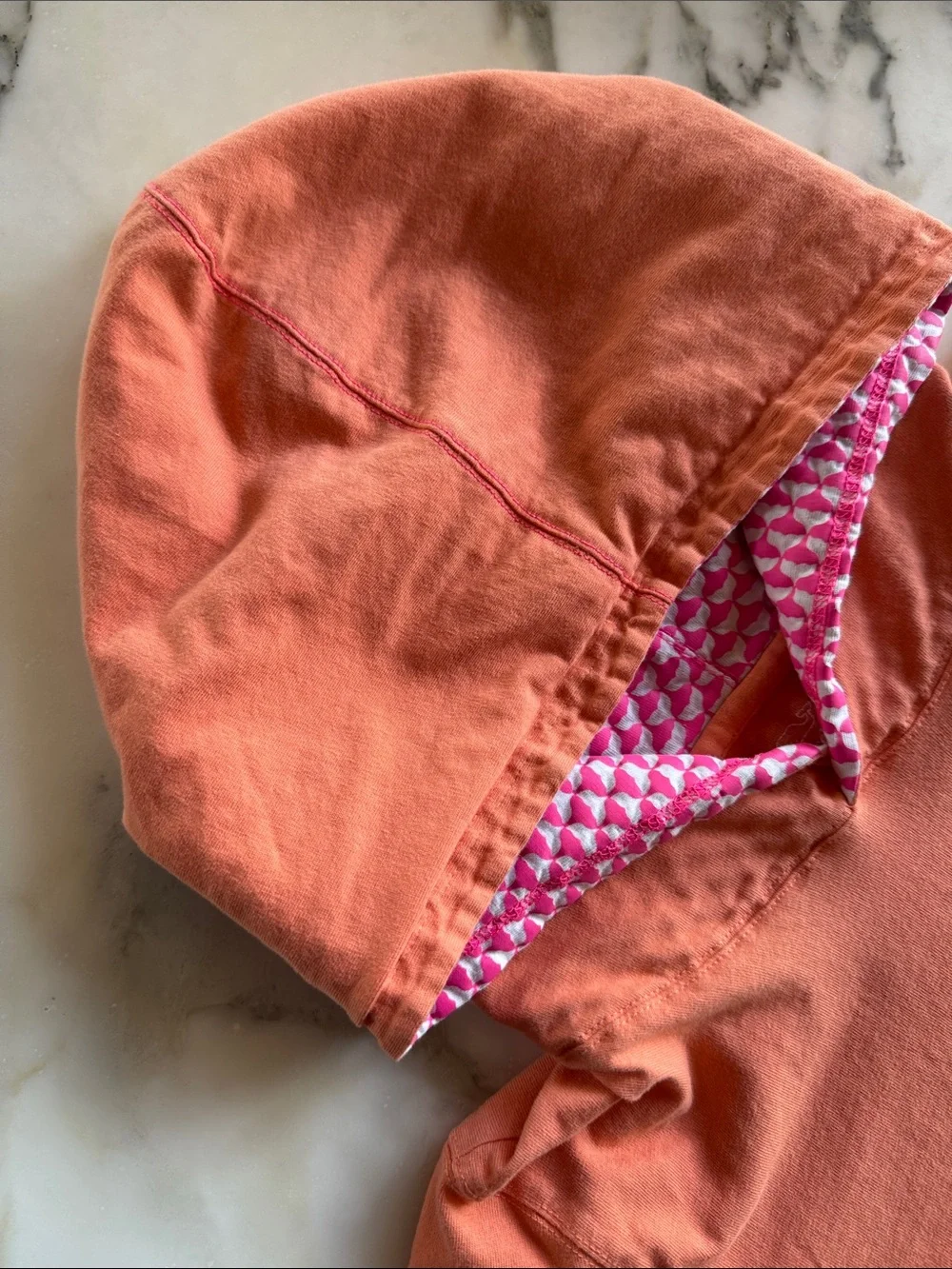 Vineyard Vines Coral Hooded Tunic with Pink Patterned Hooded Lining Girls 16